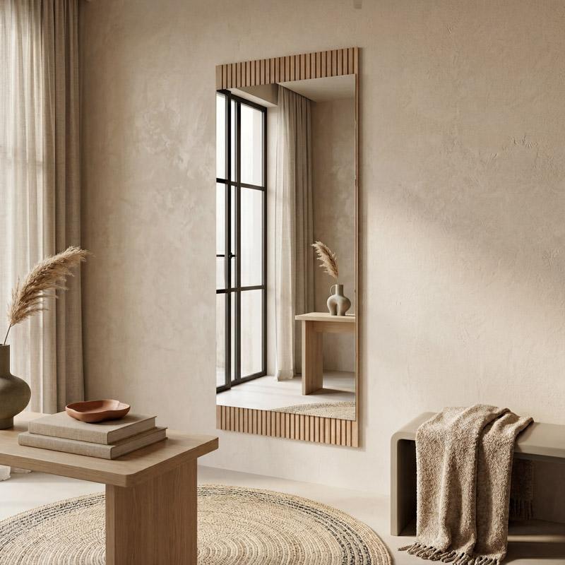 Καθρέπτης Τοίχου Ολόσωμος με Μπεζ Πλαστικό Πλαίσιο 120x47cm Fylliana Alicante