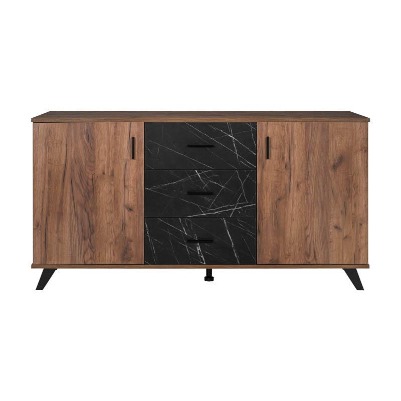 Μπουφές Miami Ξύλινος με Συρτάρια Tobacco 160x40x84cm