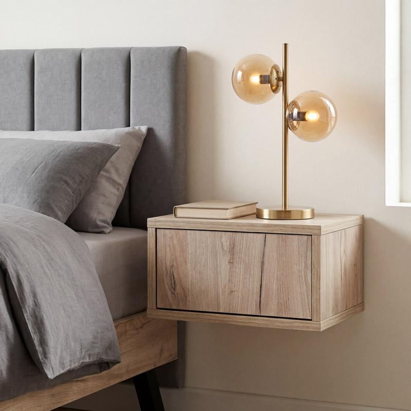 Επιτοίχιο Κομοδίνο Arbor Grey Oak Χρώμα 39X34X18Εκ Fylliana 
