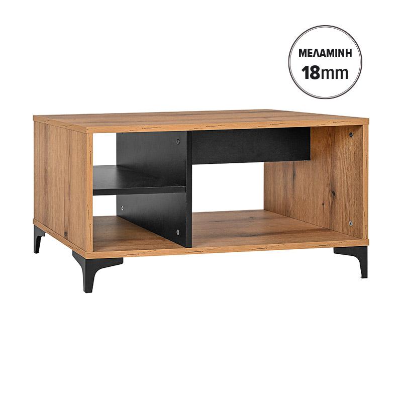 Τραπεζάκι Σαλονιού Alba Artisan Oak-Μαυρο 90X50X47Εκ Fylliana 