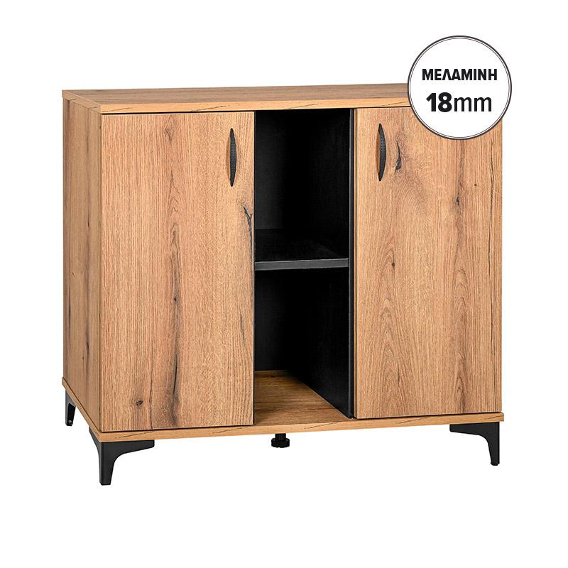 Kομότα-Μπουφ΄ές Alba Artisan Oak-Μαύρο 90x40x83εκ Fylliana
