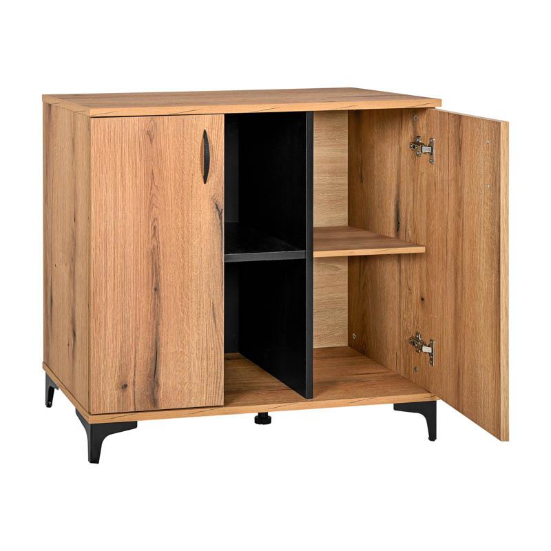 Kομότα-Μπουφ΄ές Alba Artisan Oak-Μαύρο 90x40x83εκ Fylliana