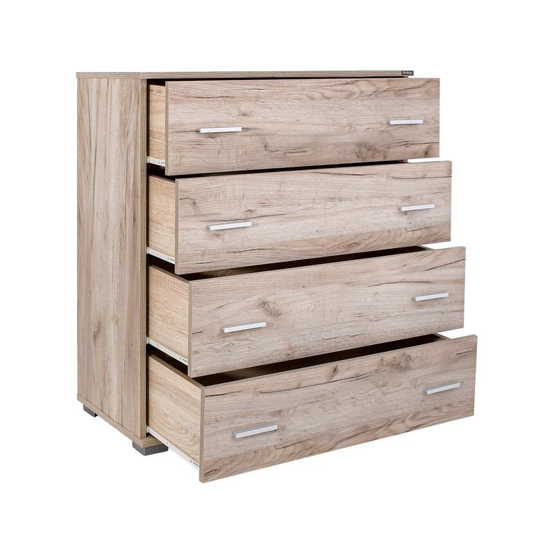 Συρταριέρα New Imperium 4F Grey Oak Χρώμα 90x44x106Εκ Fylliana