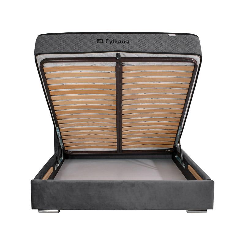 Διπλό Κρεβάτι Με Αποθηκευτικό Χώρο Lunastore Ανθρακί Χρώμα Υφάσματος 162x208x115Εκ (160x200) Fylliana 