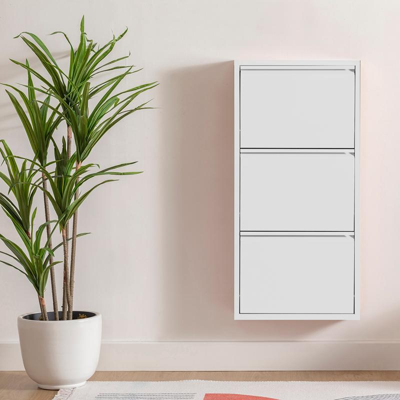 Μεταλλική Παπουτσοθήκη 3 Θέσεων Λευκό Χρώμα 50x15x104Εκ Fylliana 