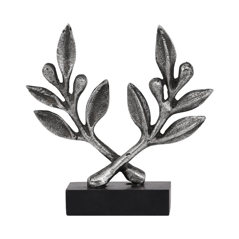 Μεταλλικό Διακοσμητικό Φύλλο Fl76902 Ασημί Αντικέ Χρώμα 18X6X18Εκ Fylliana 