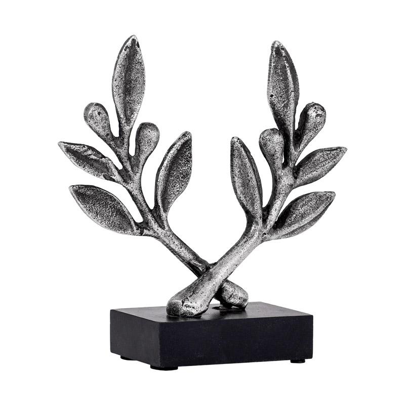 Μεταλλικό Διακοσμητικό Φύλλο Fl76902 Ασημί Αντικέ Χρώμα 18X6X18Εκ Fylliana 