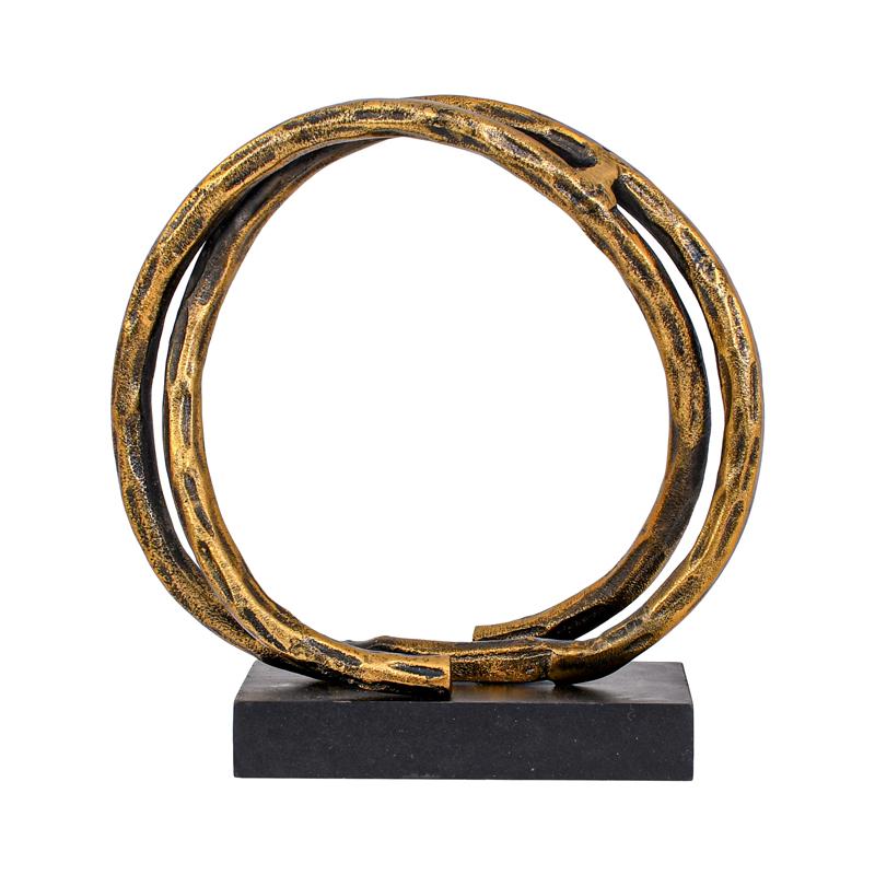 Μεταλλικό Διακοσμητικό Σε Σχέδιο Δαχτυλίδι Fl76740 Χρυσό Αντικέ Χρώμα 23X10X23Εκ Fylliana 