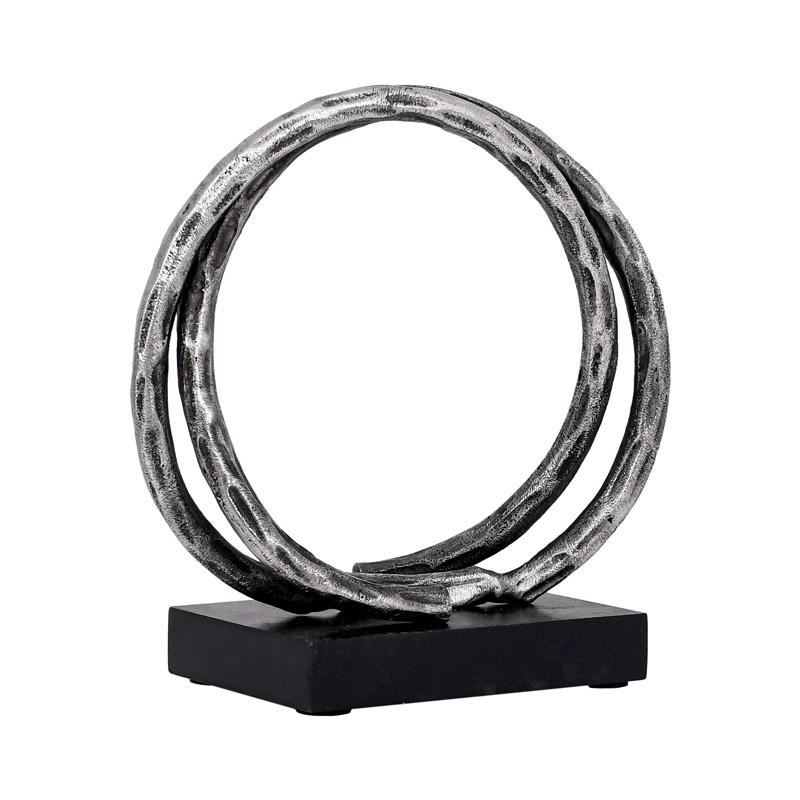 Μεταλλικό Διακοσμητικό Σε Σχέδιο Δαχτυλίδι Fl76740 Ασημί Αντικέ Χρώμα 23X10X23Εκ Fylliana