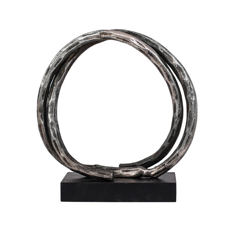 Μεταλλικό Διακοσμητικό Σε Σχέδιο Δαχτυλίδι Fl76740 Ασημί Αντικέ Χρώμα 23X10X23Εκ Fylliana