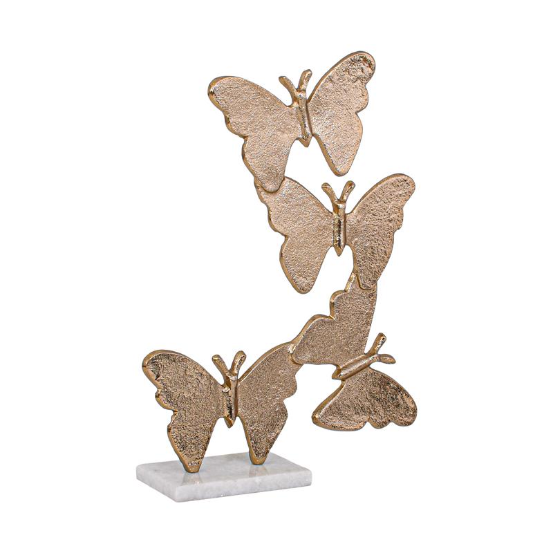 Επιτραπέζια Διακοσμητική Φιγούρα Butterflies Αντικέ Χρυσό Χρώμα 28X9X38 εκ. Fylliana