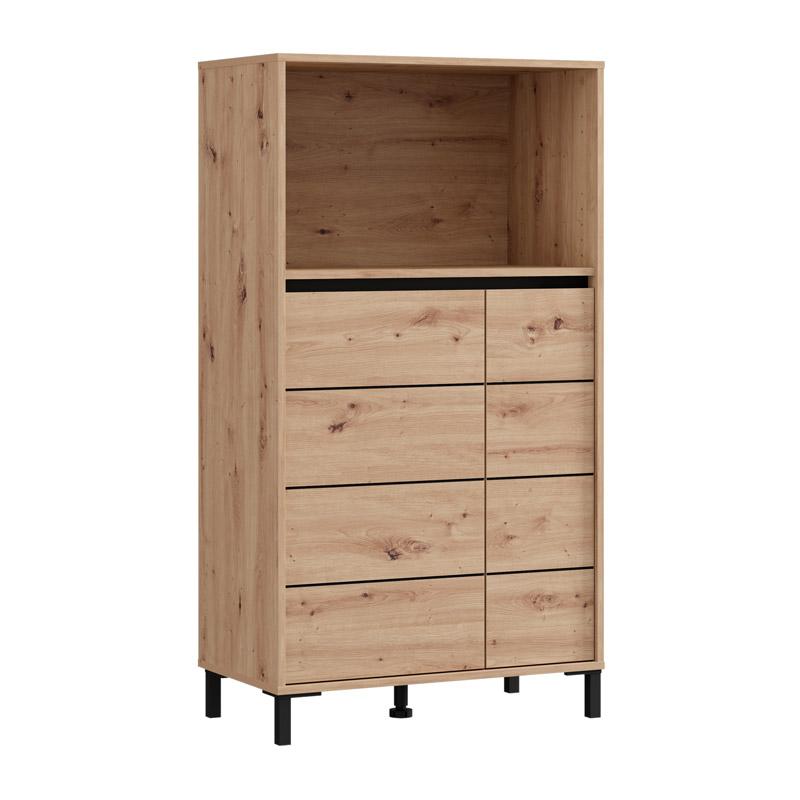 Βιτρίνα Marron 2K2V Pop 135 Artisan-Μαύρο Ματ 74x40x135Εκ Fylliana 