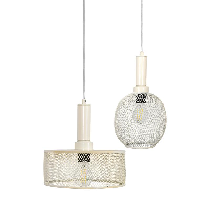 Δίφωτο Μεταλλικό Φωτιστικό Οροφής Με Καπέλο Πλέγμα Κρεμ Χρώμα Ε27 Fylliana