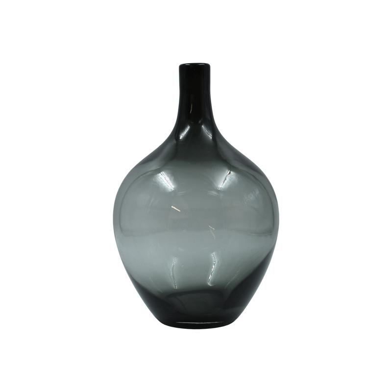 Γυάλινο Διακοσμητικό Bάζο Fl1828 Ημιδιάφανο Γκρι Χρώμα 18X27 εκ. Fylliana