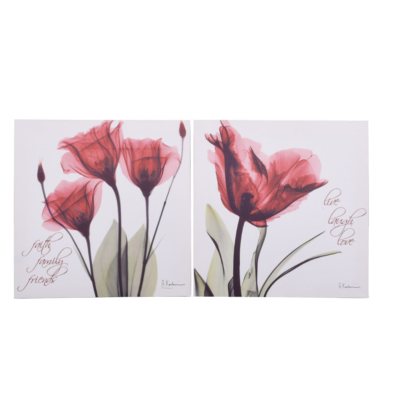 Πίνακας σε Καμβά "Red Flower" 1/2 40x40εκ