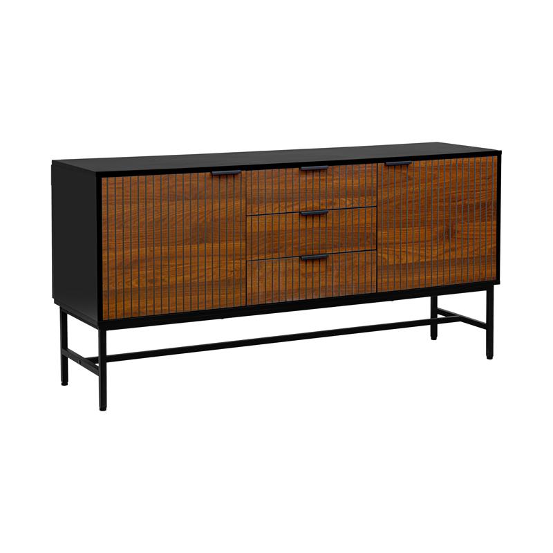 Κομοτα-Μπουφες Fylliana Fl2405 Μαυρο-Grey Oak Χρωμα 150X40X75Εκ