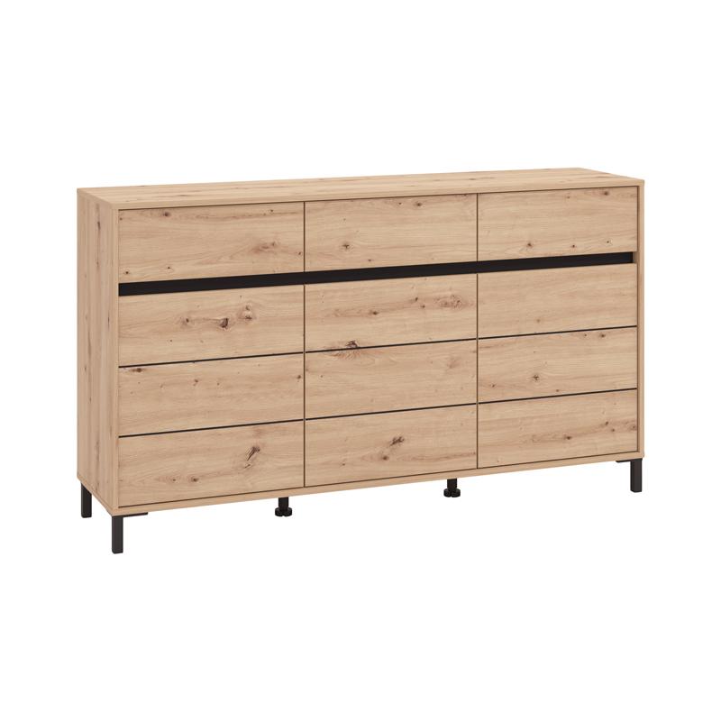 Κομότα-Μπουφές Marron 157 3K3F3V Artisan Oak/Μαύρο Ματ Χρώμα 157x40x90Εκ Fylliana