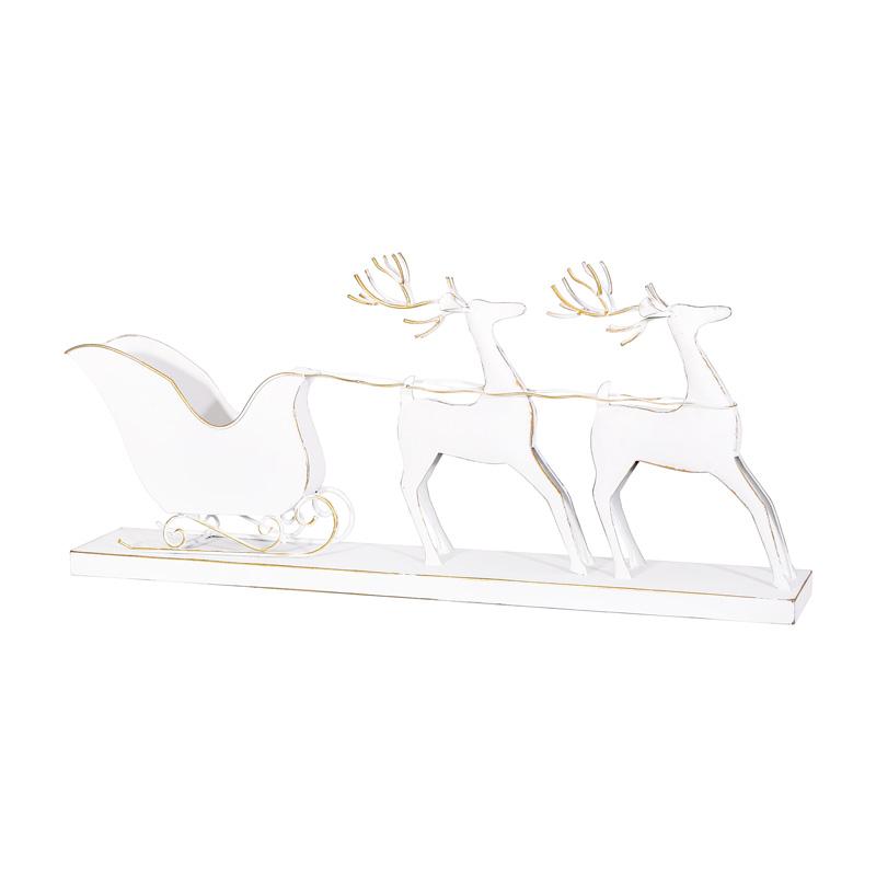 Διακοσμητικό Τάρανδος Με Έλκυθρο Fl1982 Λευκό/Χρυσό Χρώμα 78X12X36Εκ Fylliana