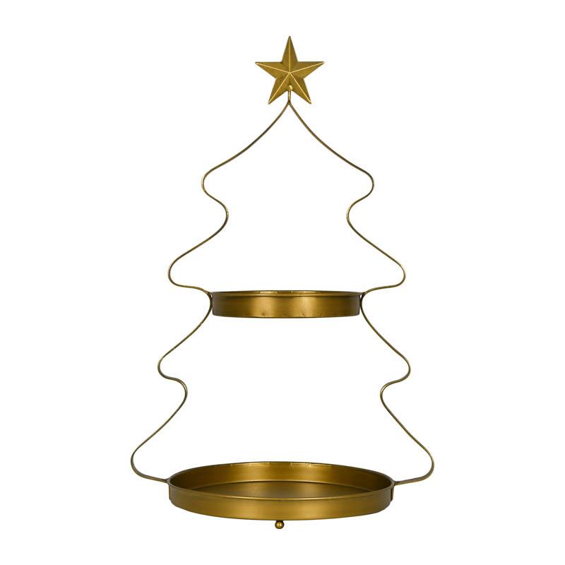 Δίσκος Χριστουγεννιάτικος Μεταλλικός Fylliana Fl640156 Χρυσό Χρώμα 42X30X64Εκ