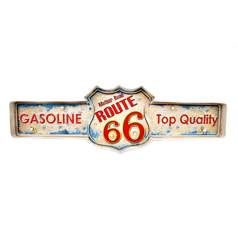 Πινακίδα Μεταλλική με Led "Gasoline Route 66" 61x19εκ