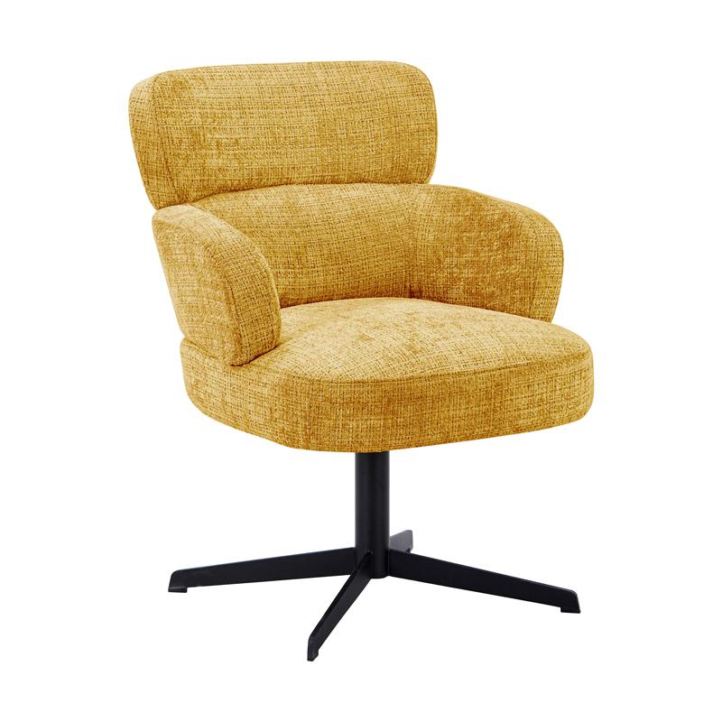 Περιστρεφόμενη Πολυθρόνα Fl096 Μουσταρδί Ύφασμα Με Μαύρη Μεταλλική Βάση 70X74X89Εκ Fylliana 