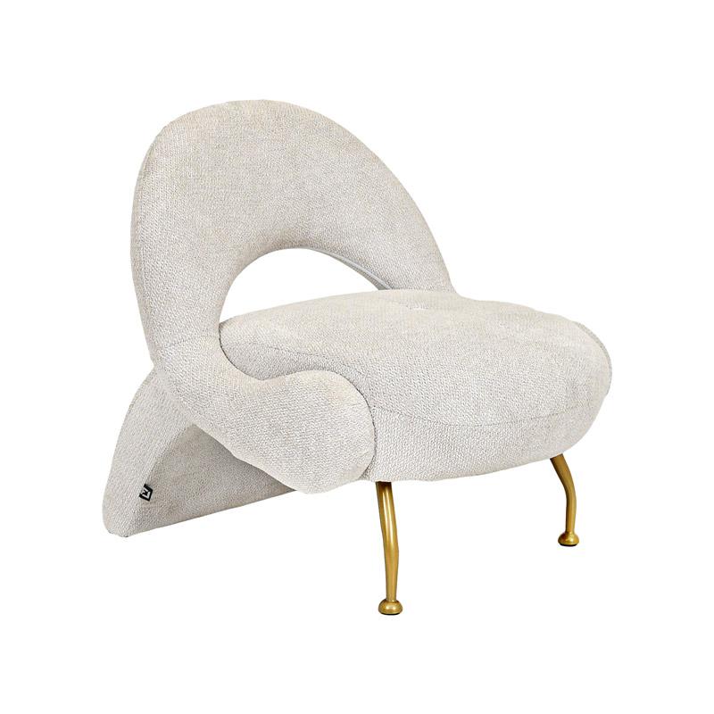 Πολυθρόνα Fl6654 Off White Χρώμα Χρυσό Μεταλλικό Πόδι 80X86X81Εκ Fylliana