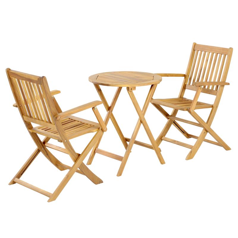 Σετ Bistro 3 Τεμ Ξύλο Ακακίας Fl921 Καρυδί Σκελετός 60X60X75Εκ Fylliana 
