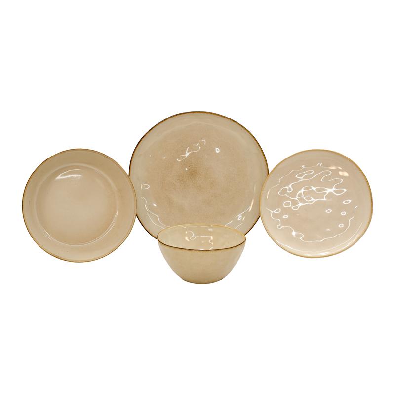 Σετ Φαγητού 16Τμχ Fl25150 Stoneware Μπεζ Χρώμα Fylliana 