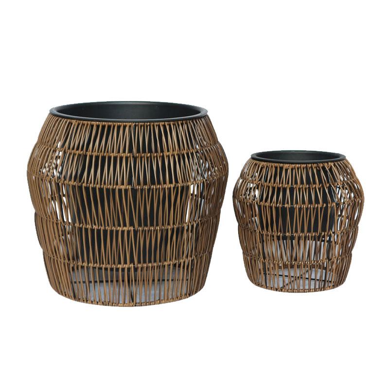 Σετ Κασπώ 2 Τμχ Poly Rattan  Fylliana Fl22157 Καφέ Χρώμα 42x38Εκ & 28x28Εκ