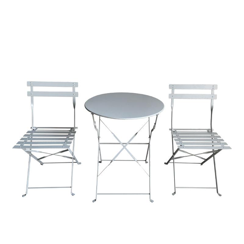 Σετ Μεταλλικό Τραπέζι Κήπου Με 2 Καρέκλες Fylliana Rollin Γκρι Χρώμα 60x70Εκ