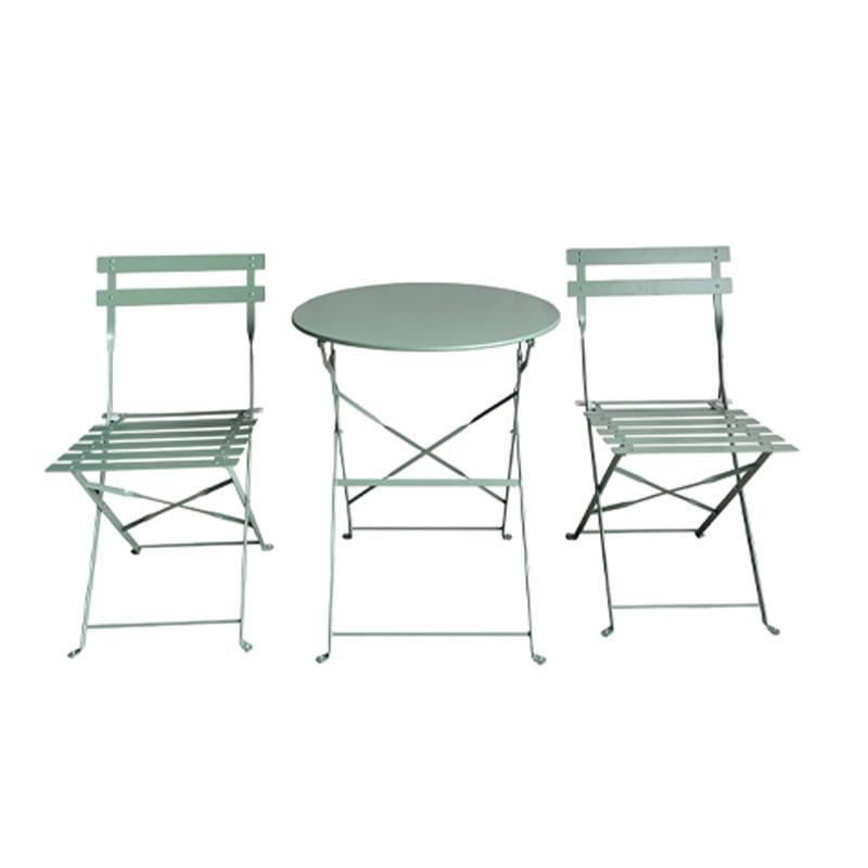 Σετ Μεταλλικό Τραπέζι Κήπου Με 2 Καρέκλες Fylliana Rollin Λαδί Χρώμα 60x70Εκ