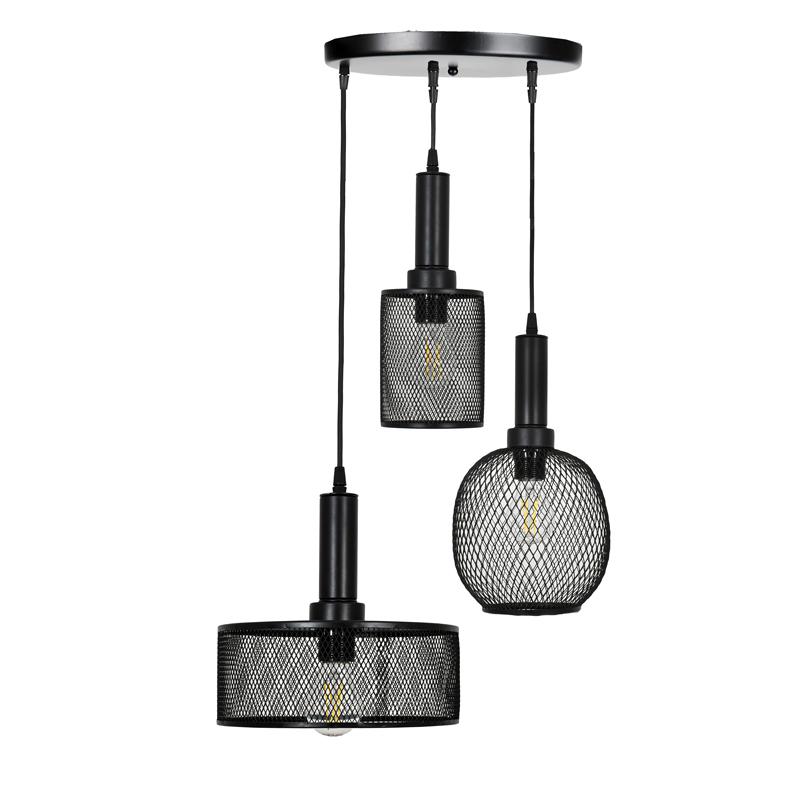 Τρίφωτο Μεταλλικό Φωτιστικό Οροφής Με Καπ΄έλο Πλέγμα Μαύρο Χρώμα Ε27 Fylliana 