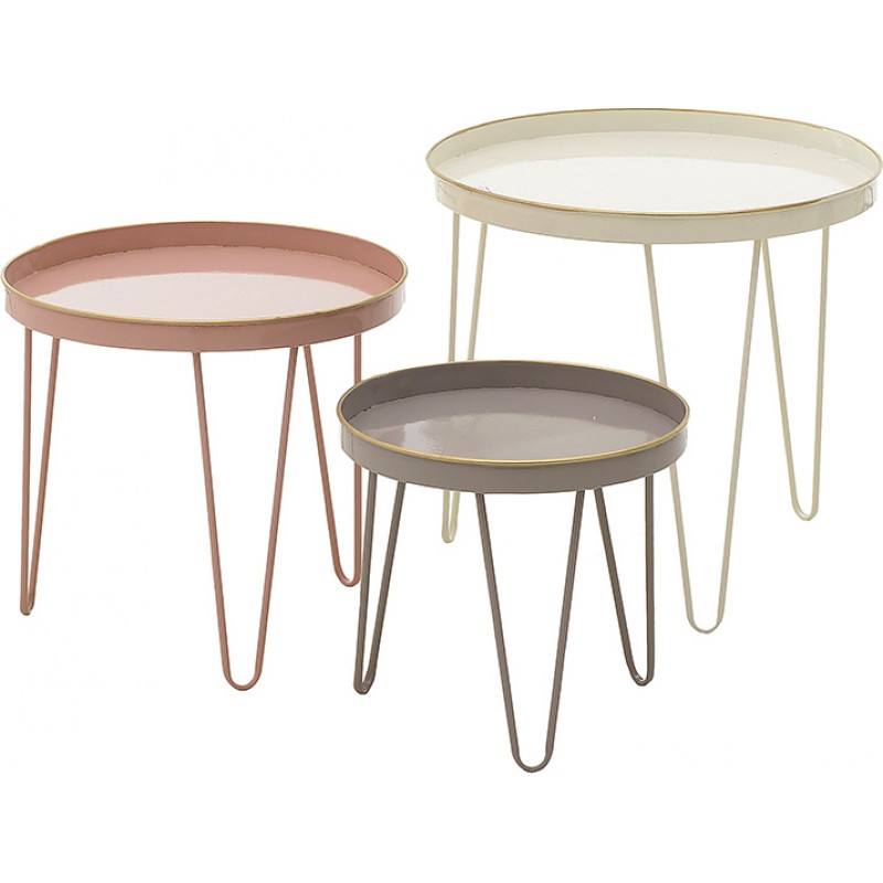 Τραπέζι Μεταλλικό Σετ Των 3 τεμαχίων 43x43x40εκ