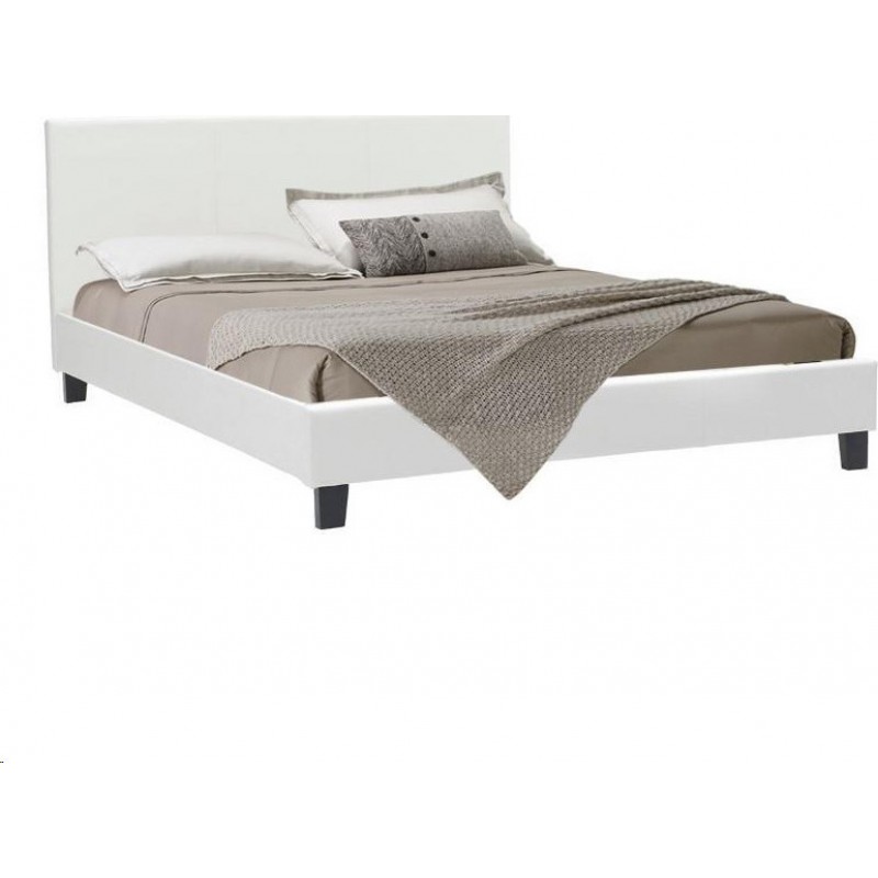 Κρεβάτι Διπλό Υφασμάτινο Λευκό Mε Τάβλες 150x200Εκ