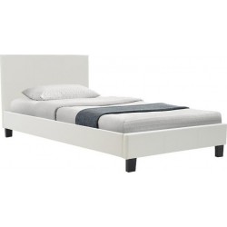 Κρεβάτι Μονό Επενδυμένο με Ύφασμα Λευκό με Τάβλες 100x200cm