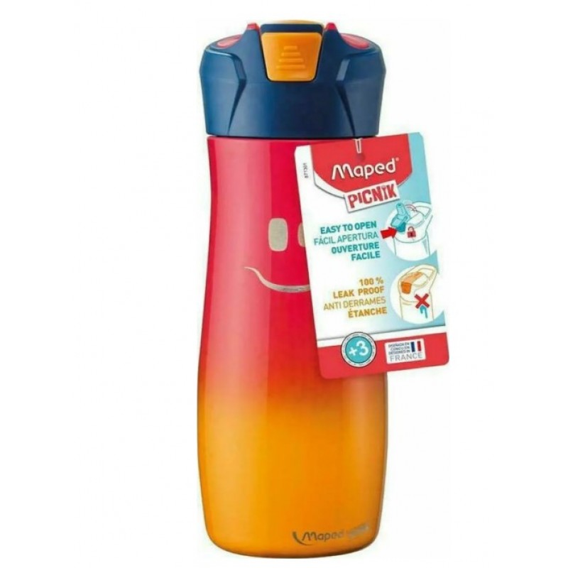Παιδικό Μπουκάλι Θερμός Ανοξείδωτο BPA Free με Καλαμάκι Concept Κόκκινο Πορτοκαλί 580ml Maped 