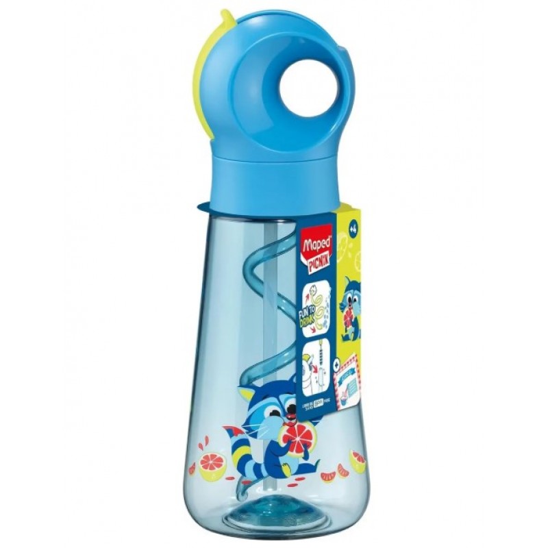 Παιδικό Παγούρι με Καλαμάκι Picnik Racoon Γαλάζιο 500ml Maped 