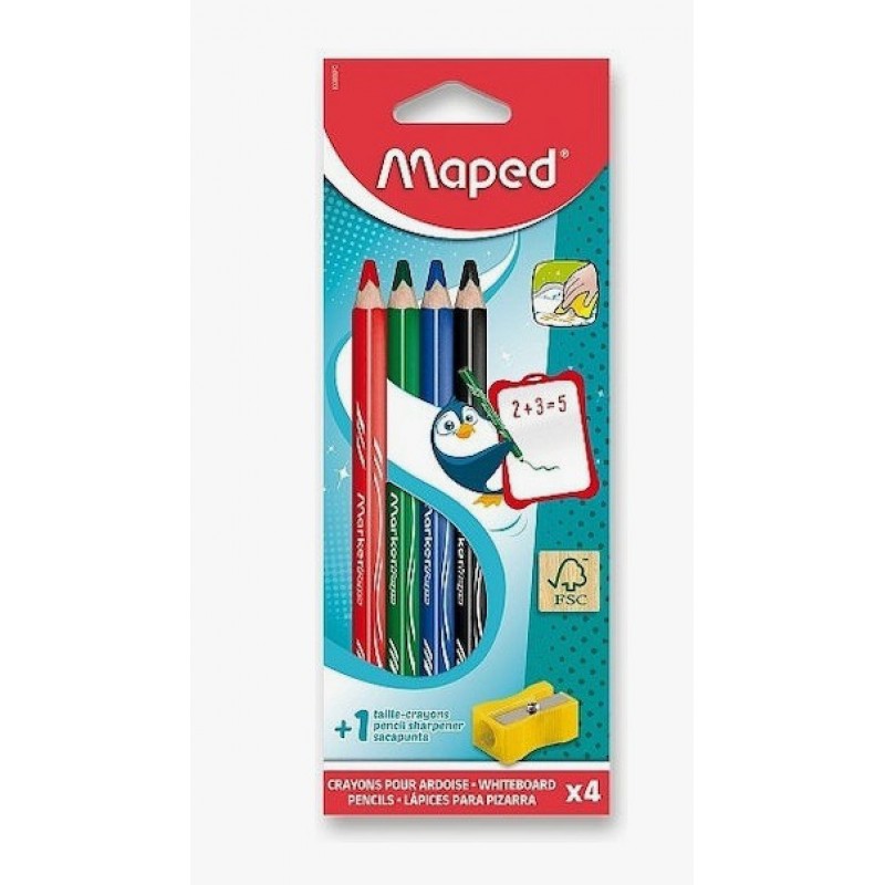Ξυλομπογιές Ασπροπίνακα 4 Χρώματα Maped