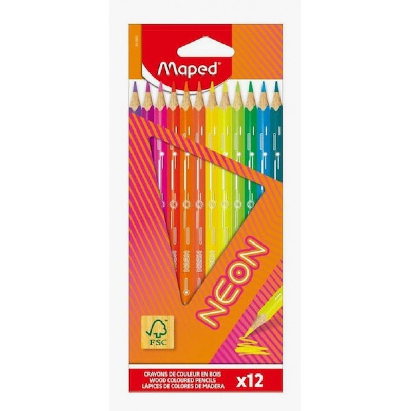 Ξυλομπογιές Neon Fsc Σετ 12 Τεμ Maped 