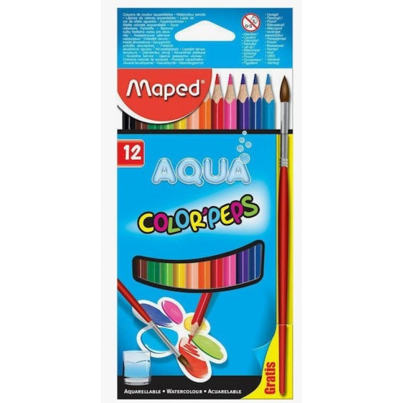 Ξυλομπογιές Σετ 12 Χρώματα Color'Peps Aqua Maped 