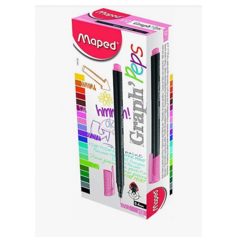 Μαρκαδόρος Σχεδίου Ροζ 0.4mm Graph'Peps Maped 