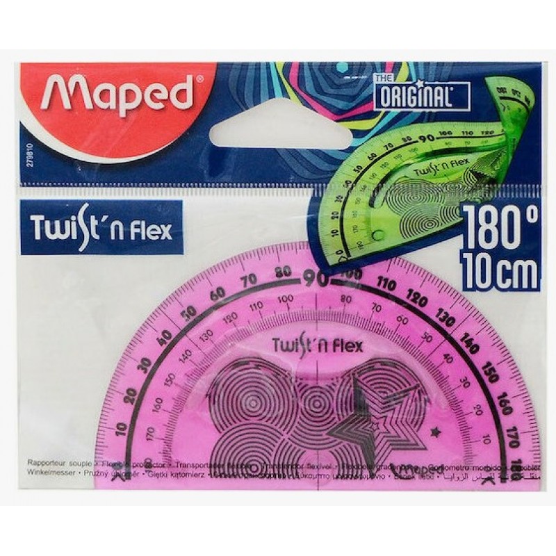 Μοιρογνωμόνιο Πλαστικό Διάφανο Twist 'n Flex 10cm Ροζ Maped 