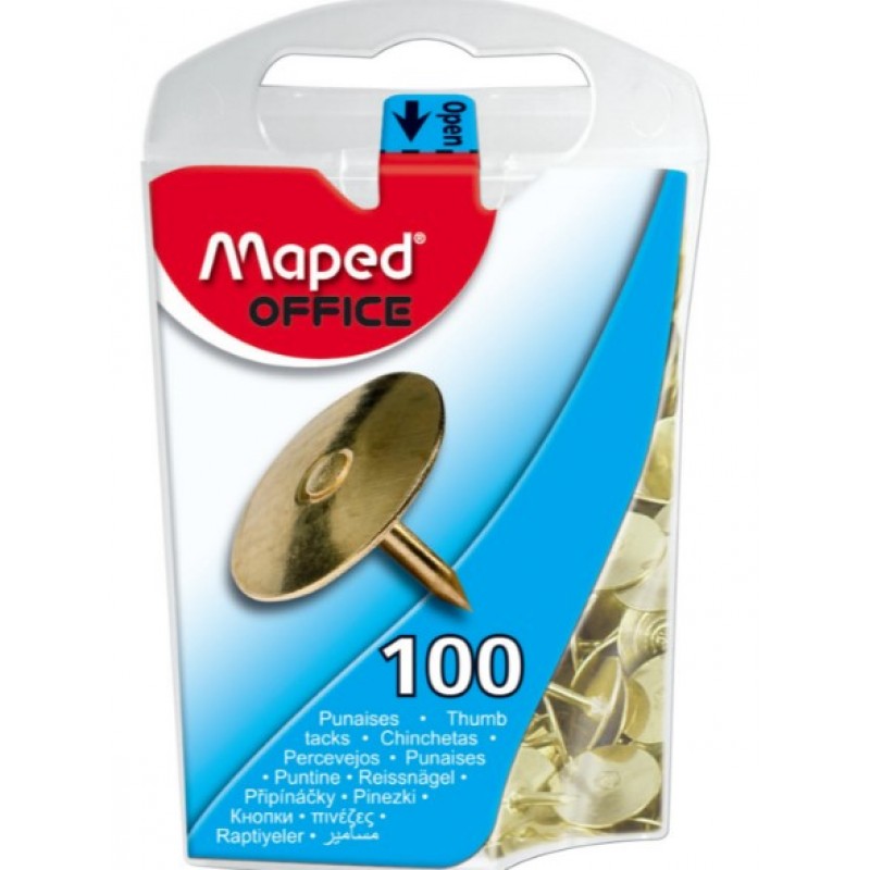 Πινέζες Χρυσές 10χιλ. 100 Τεμάχια Dispenser Box Maped 