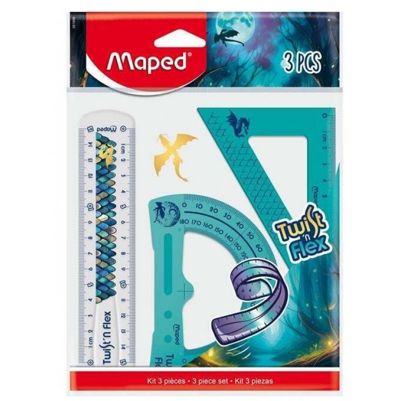 Σετ Γεωμετρικα Οργανα 3τεμ Dragon Twist N Flex Maped 
