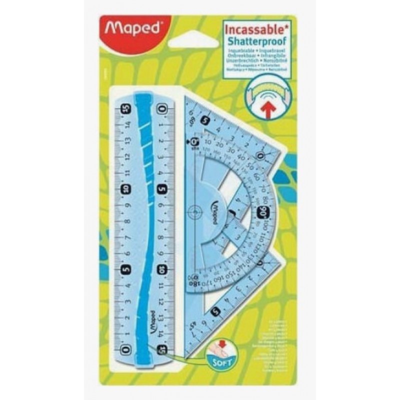 Σετ 4 Γεωμετρικά Όργανα Πλαστικά Flex (Διάφορα Χρώματα) Maped 