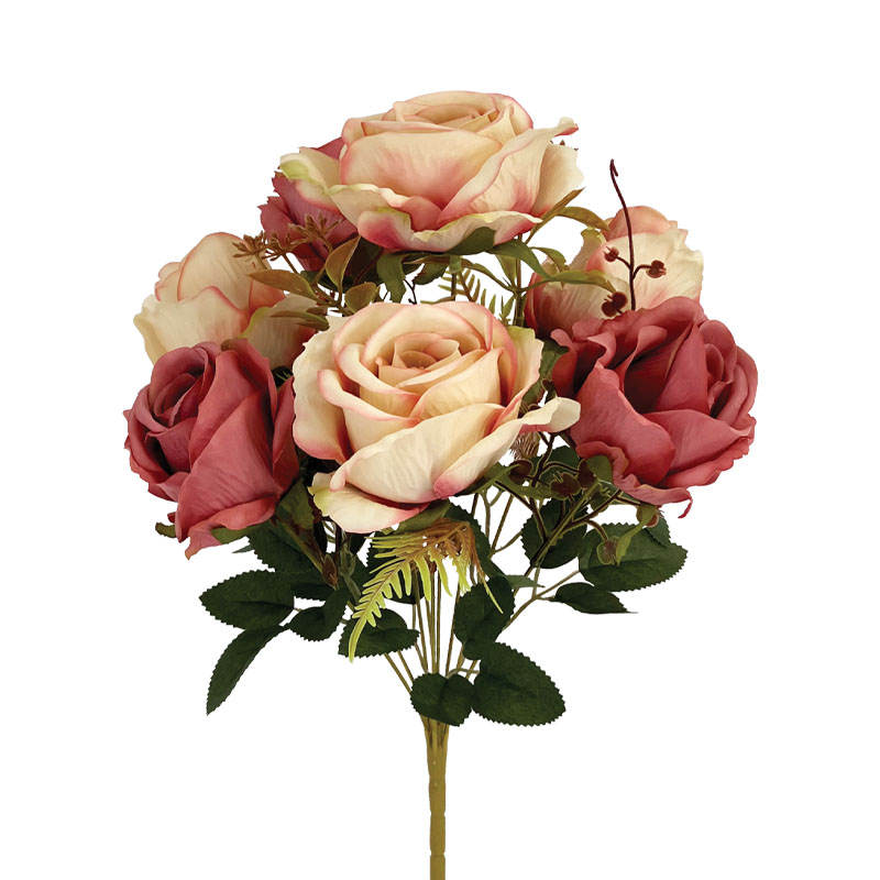Μπουκέτο Τριαντάφυλλα Βυσσινί/Σομόν Παστέλ X7  Y45Εκ Marhome
