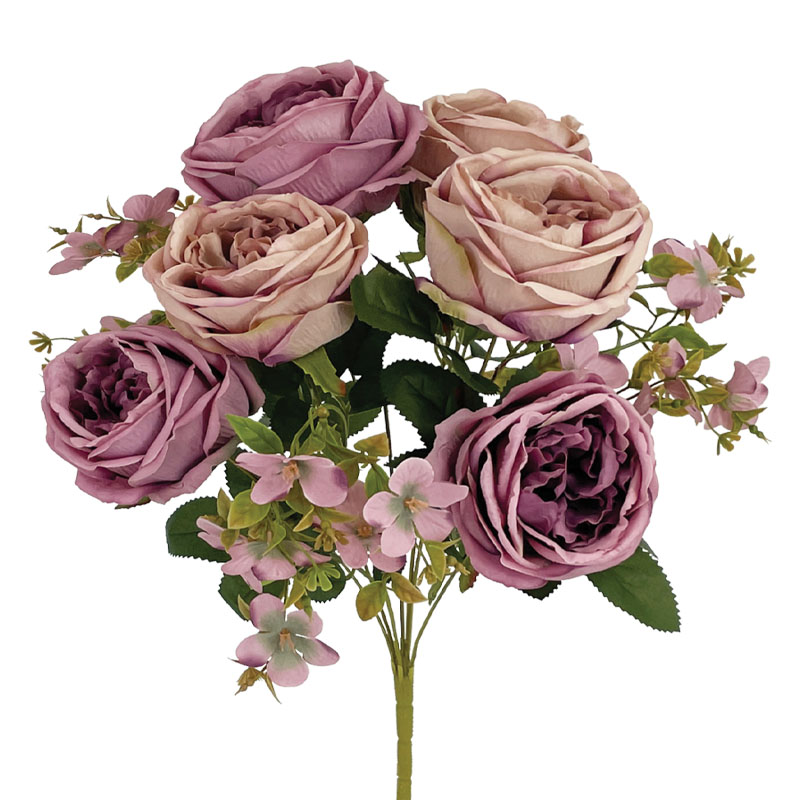 Μπουκέτο Τριάνταφυλλο/Ανθάκια Λιλά Παστέλ Υ45Εκ Marhome 