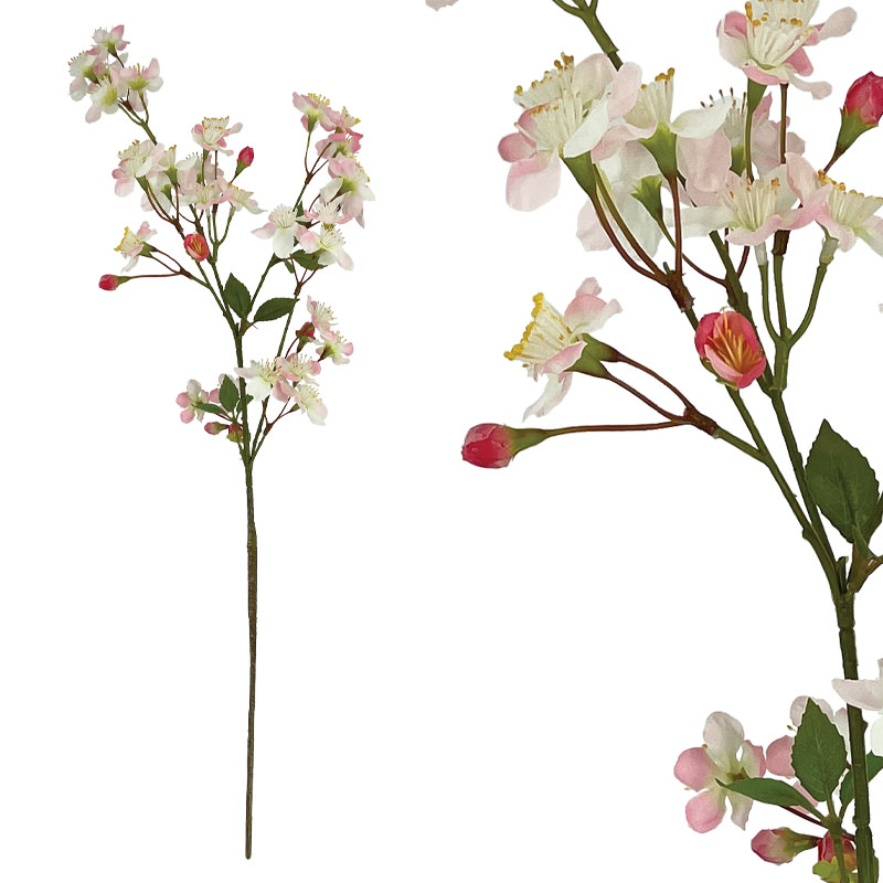 Κλαδί Κερασιάς Εκρού/Ροζ Ανθισμένο Y116Εκ Marhome