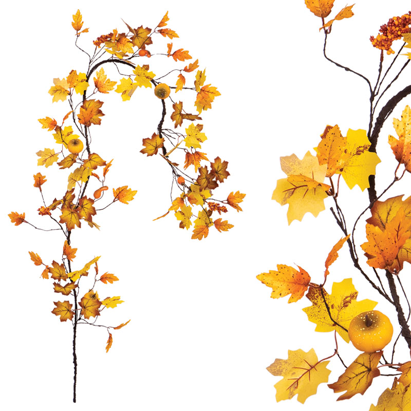 Γιρλάντα Καφέ / Κίτρινη Με Φύλλα 48 Υ2.4Εκ 140 / Kib Marhome