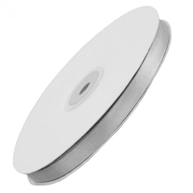 Κορδέλα Σατέν Διπλής Όψεως Ασημί 50Y Πλάτος 10Mm Marhome